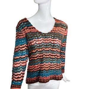 FREE PEOPLE  XS BOHO Mohair Wool Blend Fuzzy Pullover Sweater